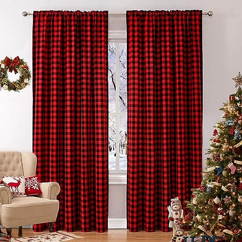 Christmas plaid curtains - plaid,